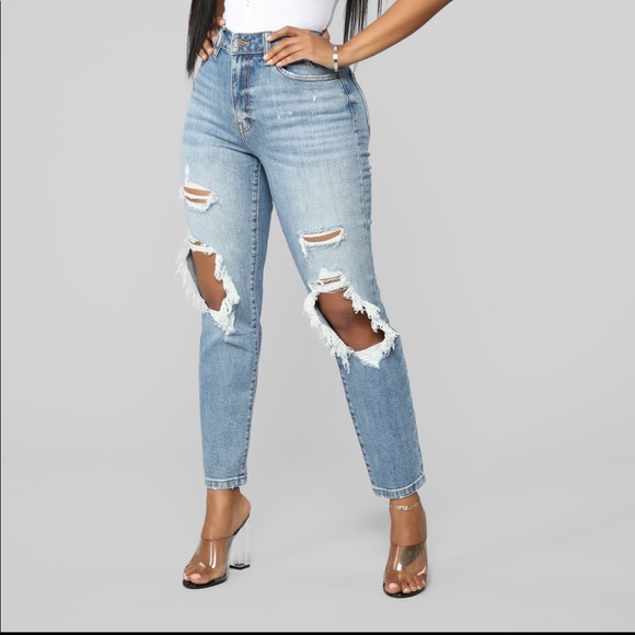 Distressed Mom Jeans - Picture 2 of 4